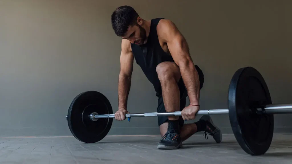 Man is doing exercise. 